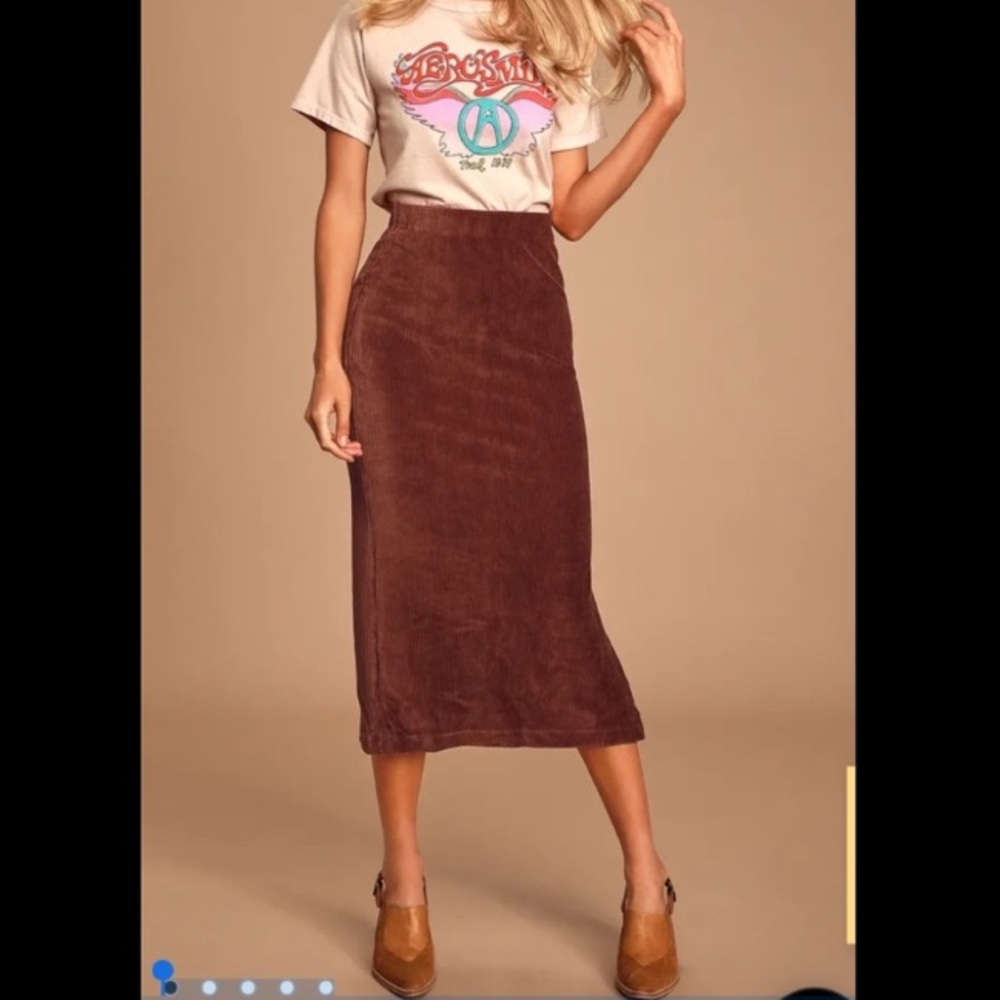 Free People Brown Corduroy Maxi Skirt